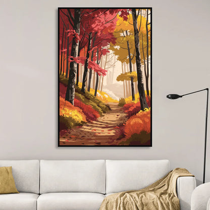 Rochester Autumn Foliage Sitting Room - Black Canvas Wall Art