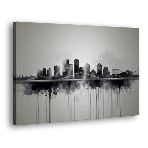 Rochester Cityscape Reflection - Canvas Wall Art - Side