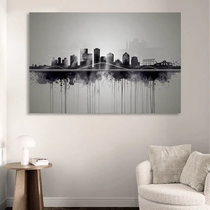 Rochester Cityscape Reflection Living Room - Canvas Wall Art