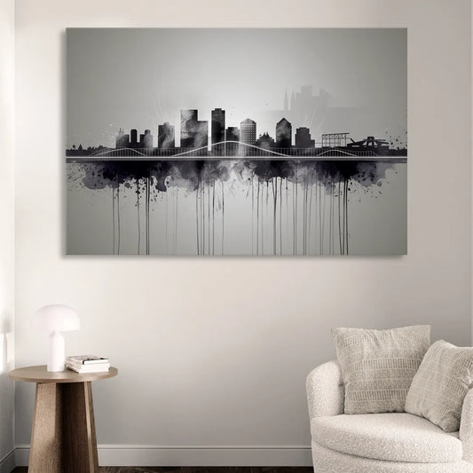 Rochester Cityscape Reflection Living Room - Canvas Wall Art