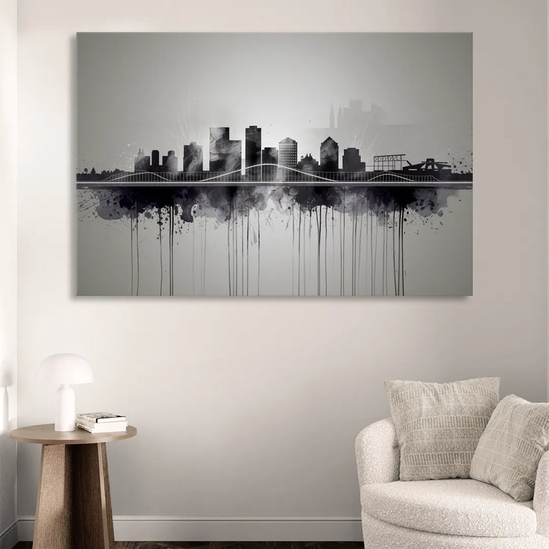 Rochester Cityscape Reflection Living Room - Canvas Wall Art