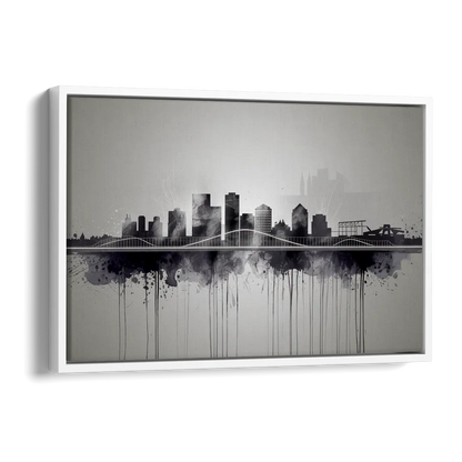 Rochester Cityscape Reflection Side - White Canvas Wall Art