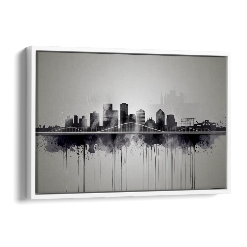 Rochester Cityscape Reflection Side - White Canvas Wall Art