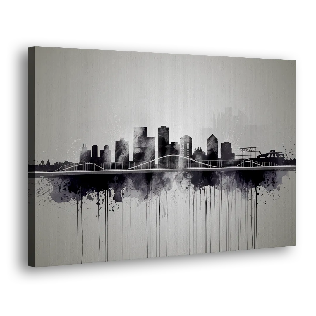 Rochester Cityscape Reflection Side - Canvas Wall Art