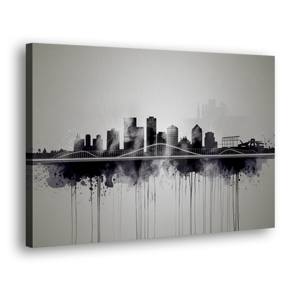 Rochester Cityscape Reflection Side - Canvas Wall Art