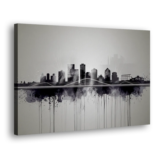Rochester Cityscape Reflection Side - Canvas Wall Art