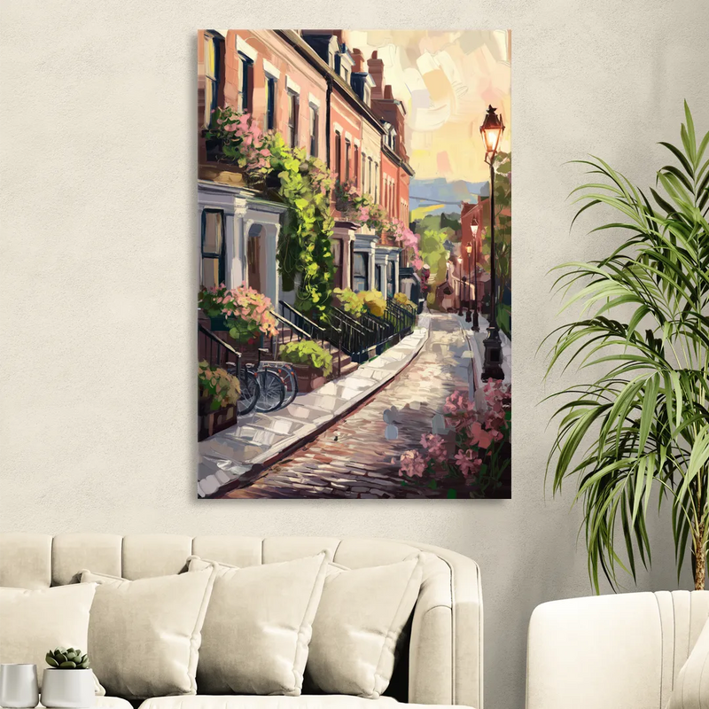 Rochester Cobblestone Streets Sitting Room - Canvas Wall Art
