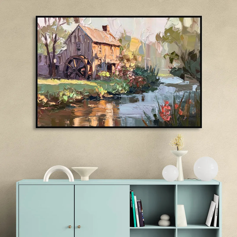 Rochester Flour Mill History Sitting Room - Black Canvas Wall Art