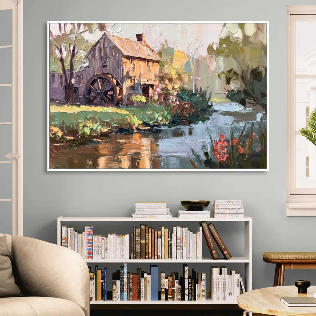 Rochester Flour Mill History Living Room - White Canvas Wall Art