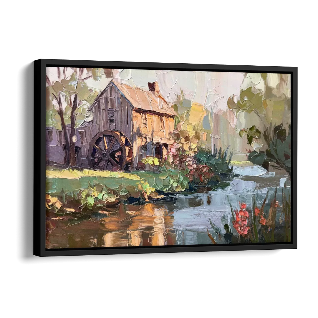 Rochester Flour Mill History Side - Black Canvas Wall Art