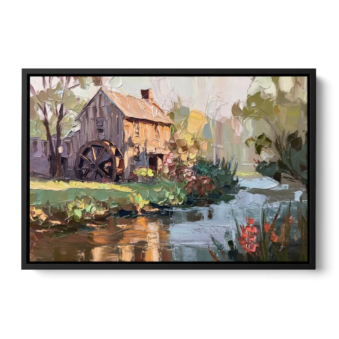 Rochester Flour Mill History Front - Black Canvas Wall Art