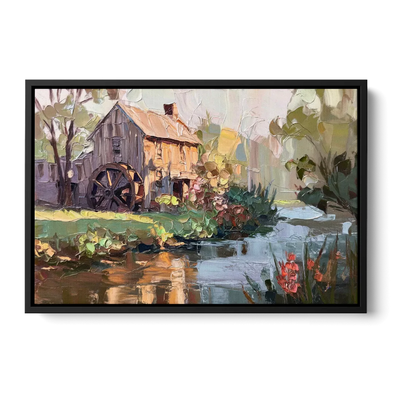 Rochester Flour Mill History Front - Black Canvas Wall Art