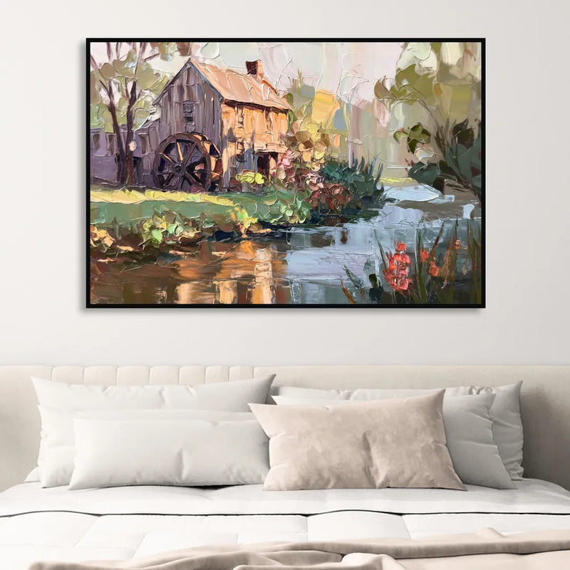 Rochester Flour Mill History Living Room - Black Canvas Wall Art