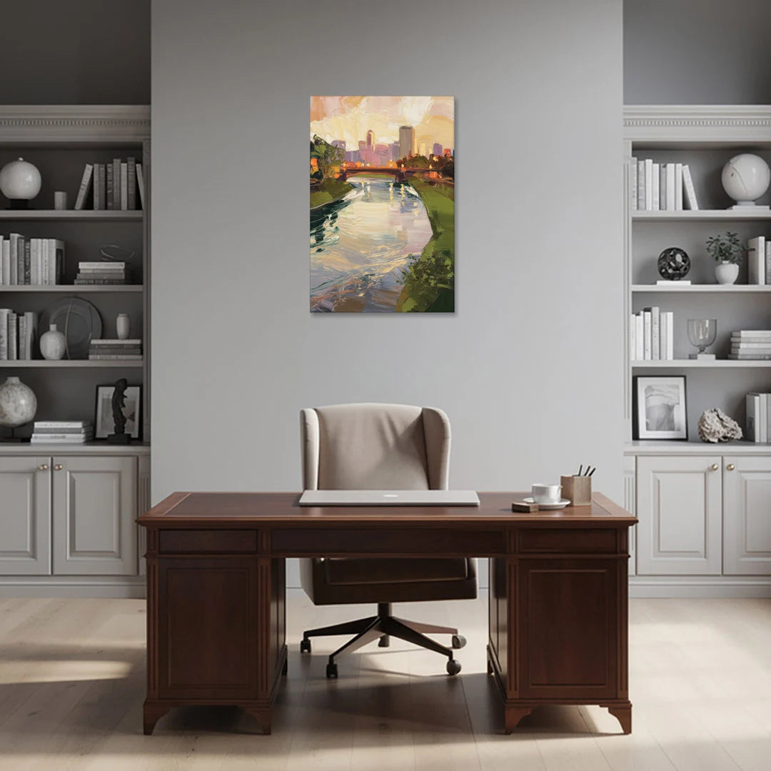 Rochester Genesee River View - Canvas Wall Art - Office - 24x36