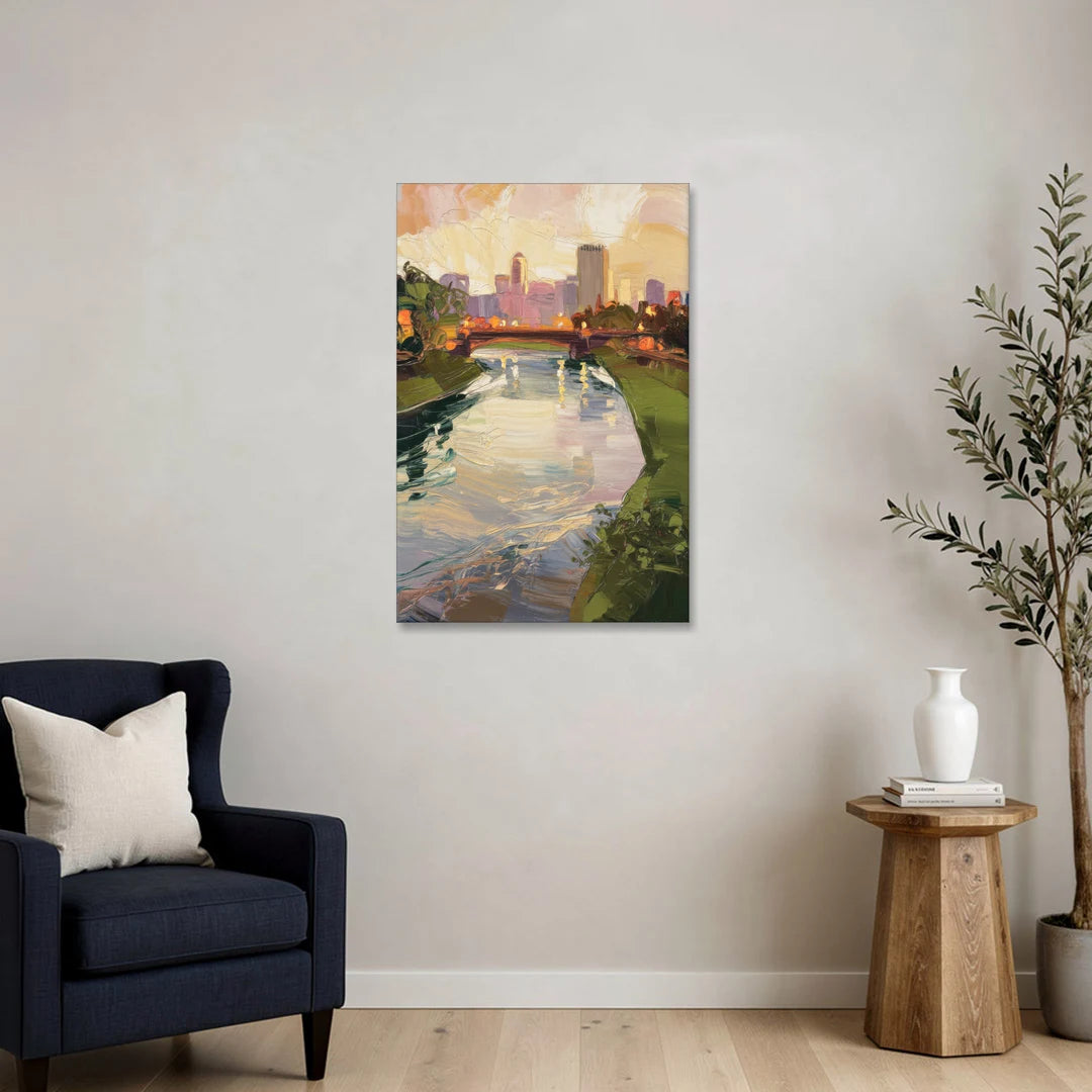 Rochester Genesee River View - Canvas Wall Art - Sofa - 24x36
