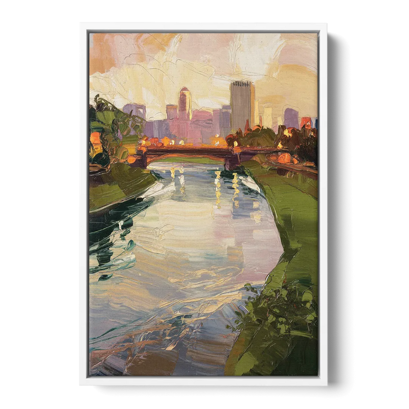 Rochester Genesee River View Front - White Canvas Wall Art