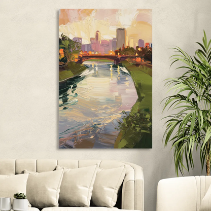 Rochester Genesee River View Living Room - Canvas Wall Art