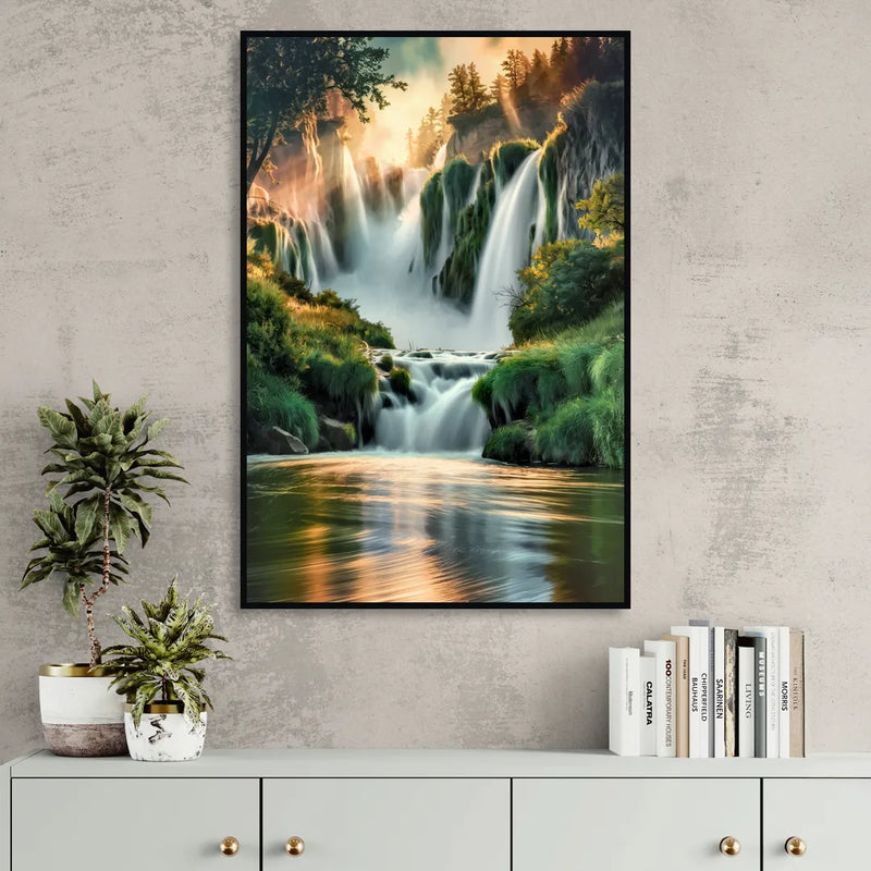 Rochester High Falls Panorama Sitting Room - Black Canvas Wall Art