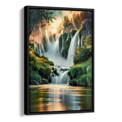 Rochester High Falls Panorama Side - Black Canvas Wall Art