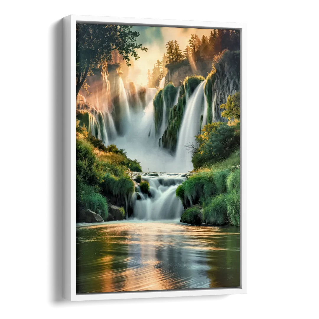 Rochester High Falls Panorama Side - White Canvas Wall Art