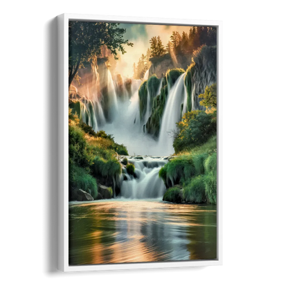 Rochester High Falls Panorama Side - White Canvas Wall Art