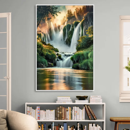 Rochester High Falls Panorama Sitting Room - White Canvas Wall Art