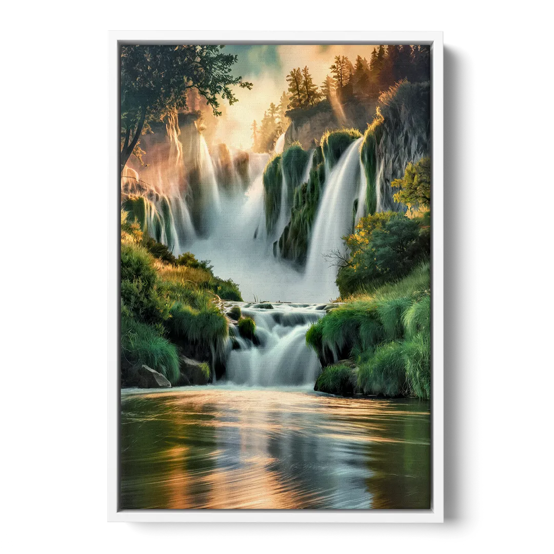 Rochester High Falls Panorama Front - White Canvas Wall Art