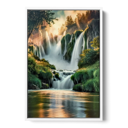 Rochester High Falls Panorama Front - White Canvas Wall Art