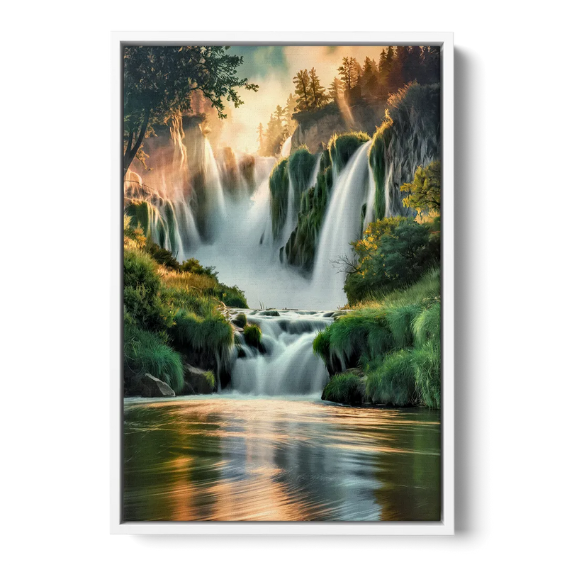 Rochester High Falls Panorama Front - White Canvas Wall Art