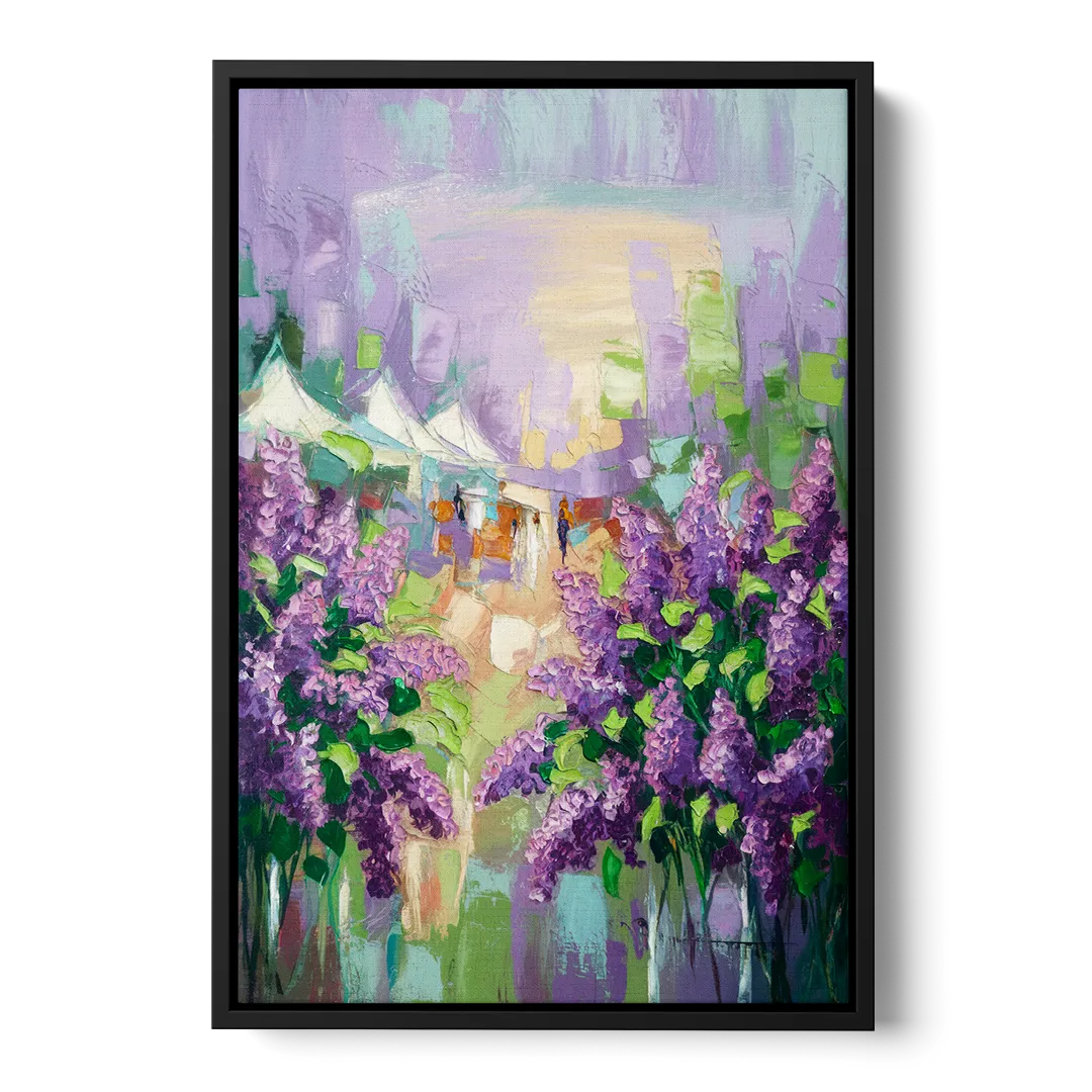 Rochester Lilac Festival Scene Front - Black Canvas Wall Art
