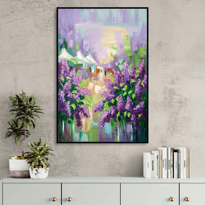 Rochester Lilac Festival Scene Living Room - Black Canvas Wall Art
