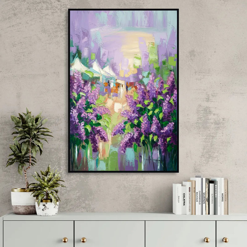 Rochester Lilac Festival Scene Living Room - Black Canvas Wall Art