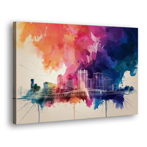Rochester Skyline At Sunset - Canvas Wall Art - Side