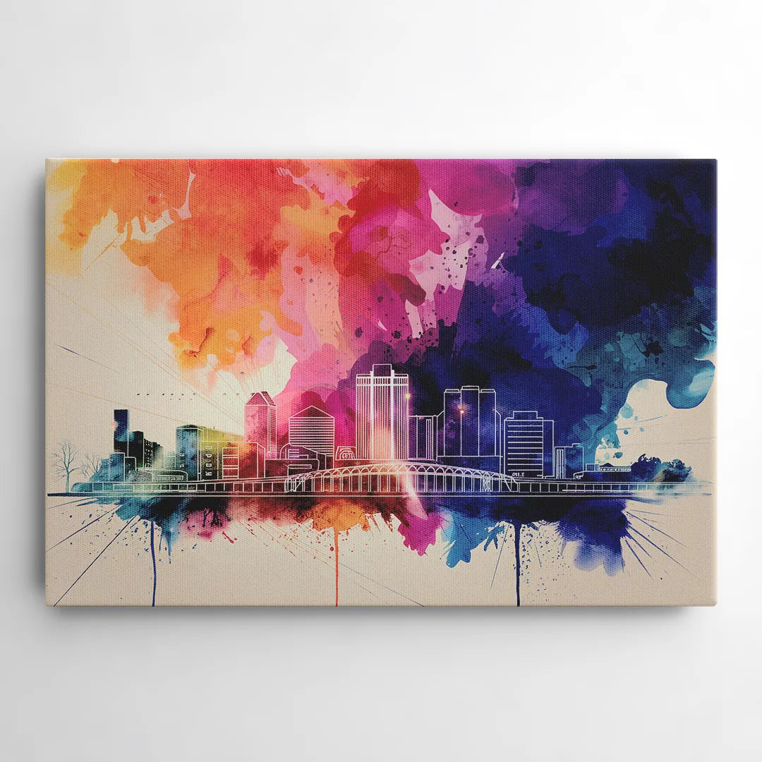 Rochester Skyline At Sunset - Canvas Wall Art