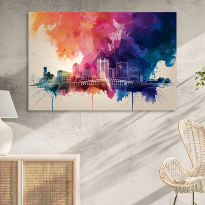 Rochester Skyline At Sunset Sitting Room - Canvas Wall Art