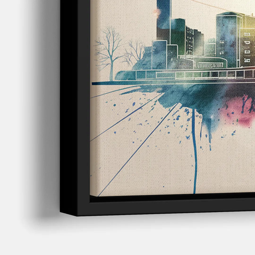 Rochester Skyline At Sunset - Close-Up Black Frame Canvas
