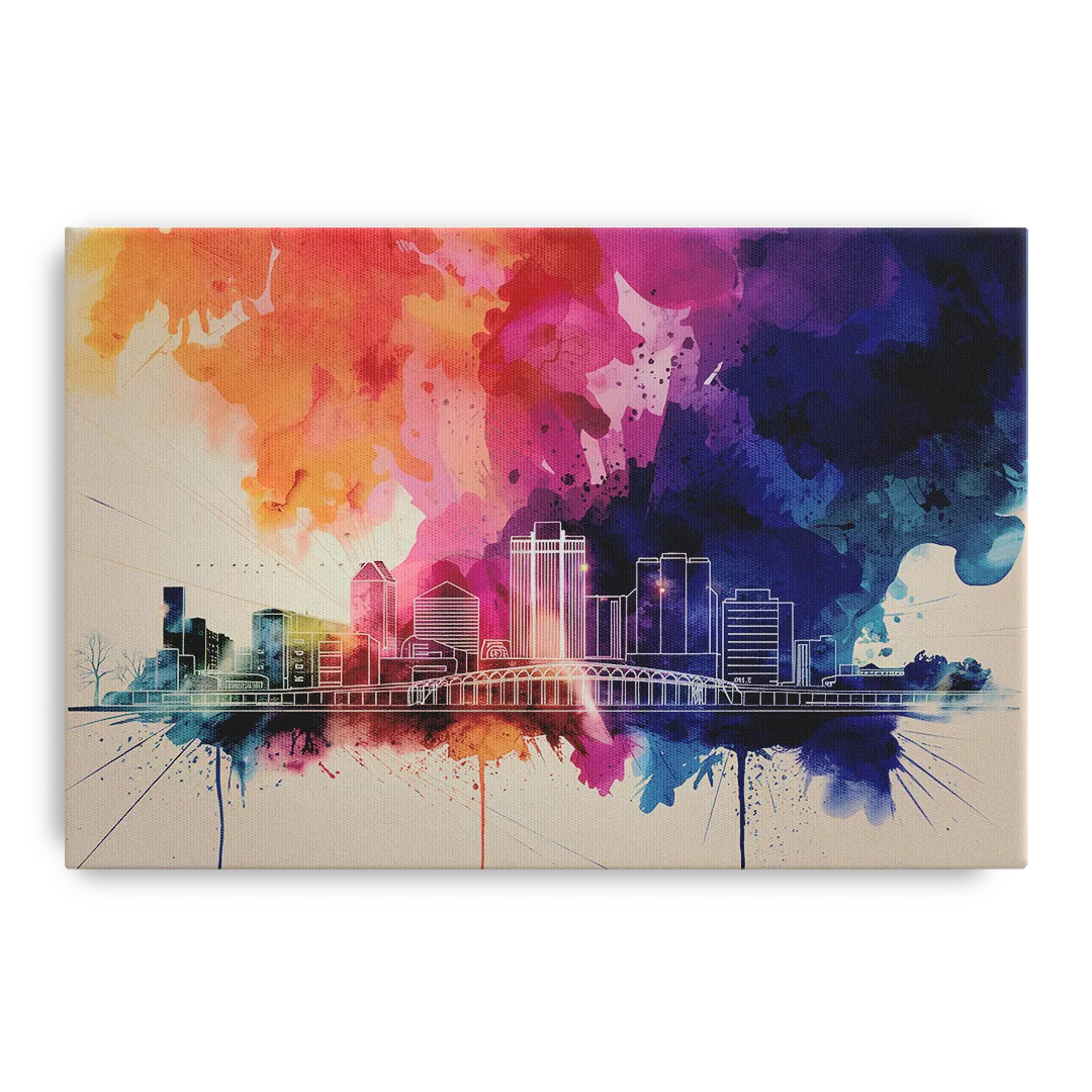 Rochester Skyline At Sunset Front - Canvas Wall Art
