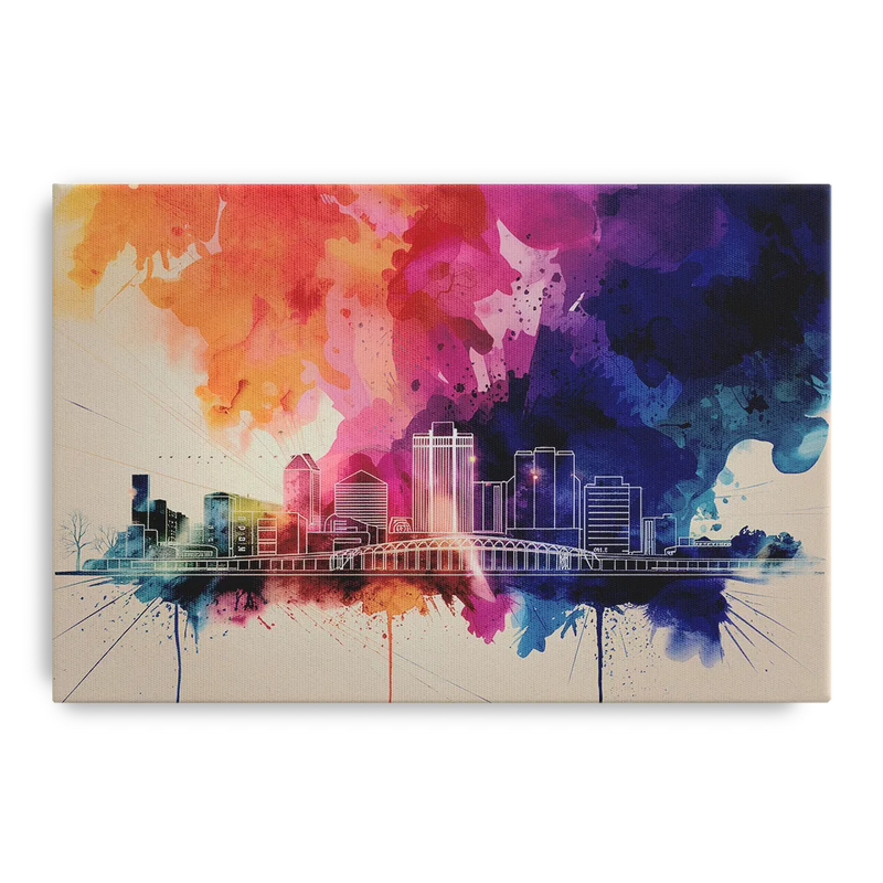 Rochester Skyline At Sunset Front - Canvas Wall Art
