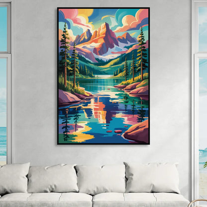 Rocky Mountain Serenity Living Room - Black Canvas Wall Art