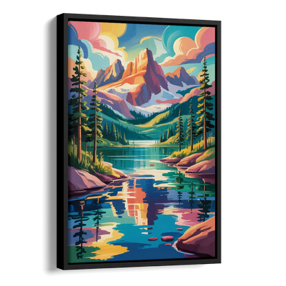 Rocky Mountain Serenity Side - Black Canvas Wall Art