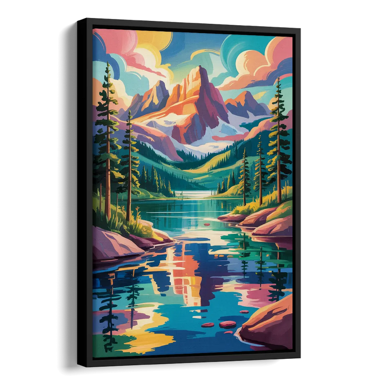 Rocky Mountain Serenity Side - Black Canvas Wall Art