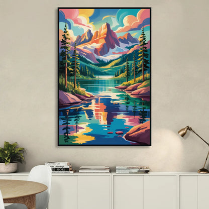 Rocky Mountain Serenity Sitting Room - Black Canvas Wall Art