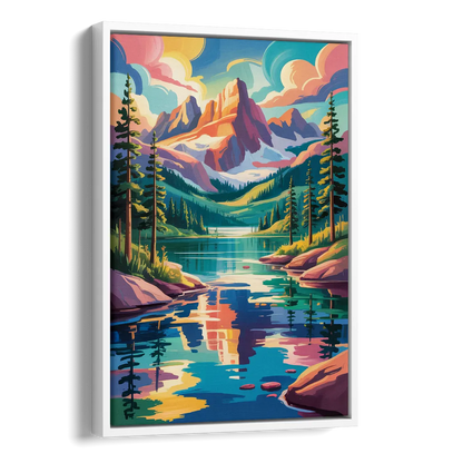 Rocky Mountain Serenity Side - White Canvas Wall Art