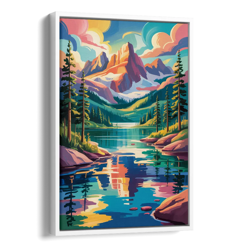Rocky Mountain Serenity Side - White Canvas Wall Art