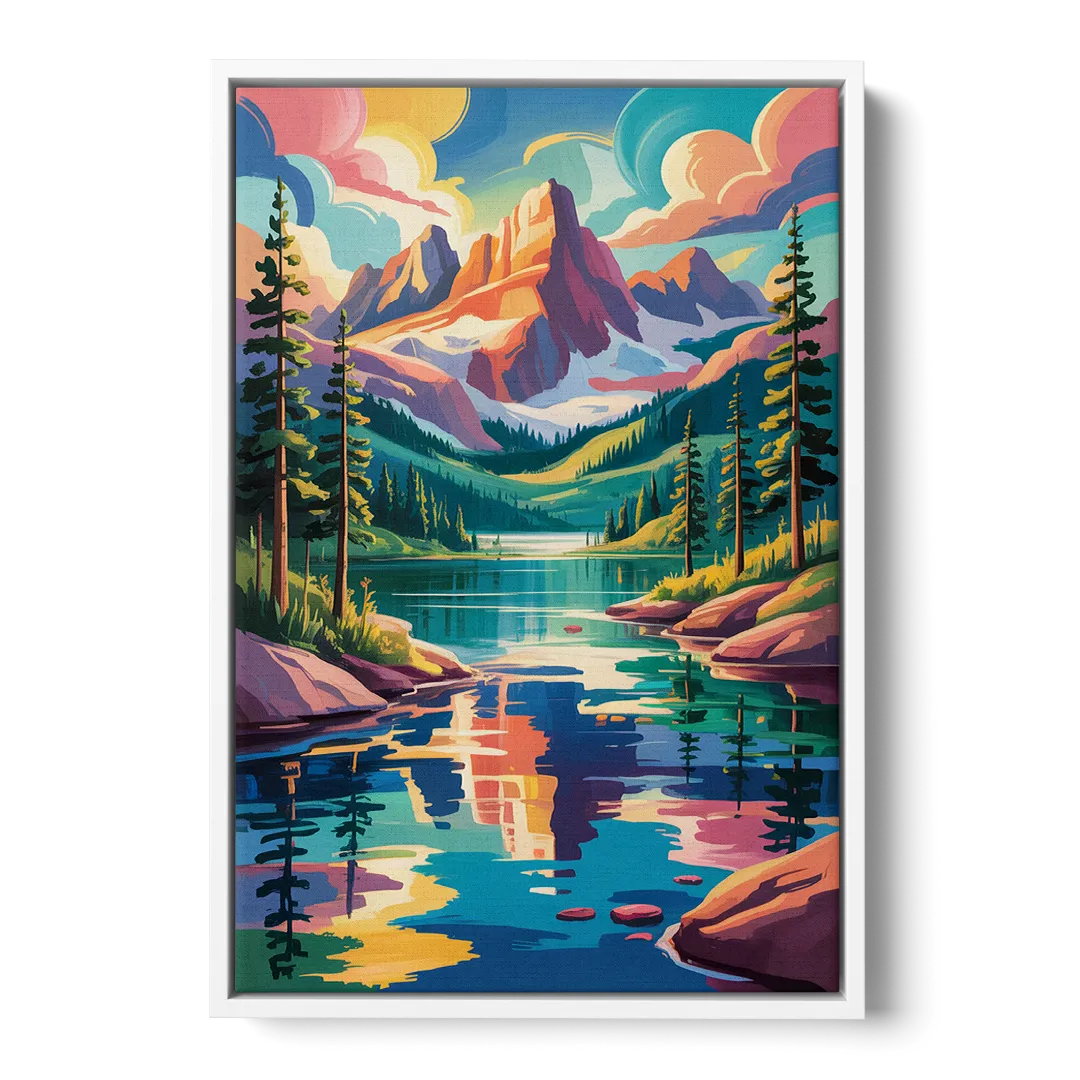Rocky Mountain Serenity Front - White Canvas Wall Art