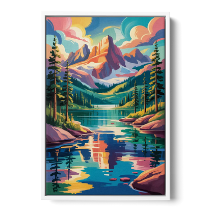 Rocky Mountain Serenity Front - White Canvas Wall Art