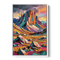 Expressive Rocky Mountain Tundra Storm - White Framed Canvas Wall Art - Front