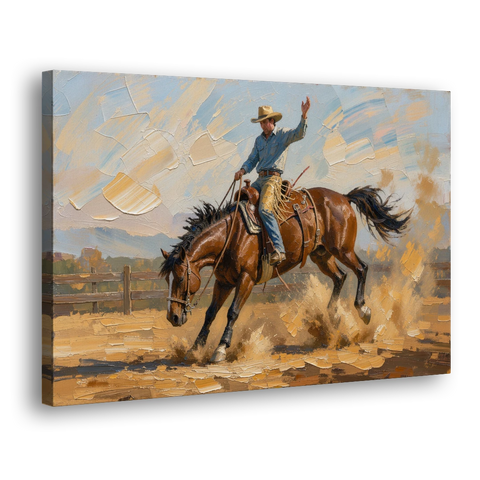 Rodeo Wall Art of the Bucking Bronco - Canvas Wall Art - Side
