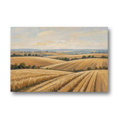 Rolling Hills Landscape Painting in Harvest Gold - Canvas Wall Art - Front
