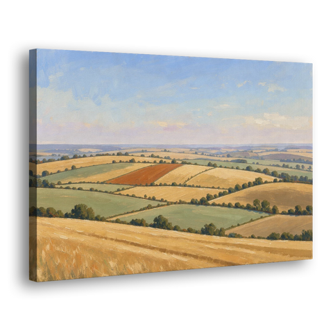 Rolling Hills Painting of Golden Hay and Sage - Canvas Wall Art - Side